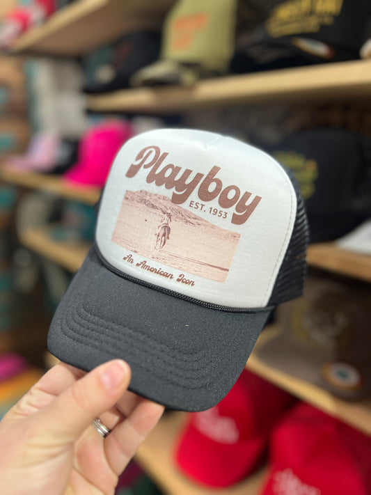 Playboy Cowboy | Trucker Black/White